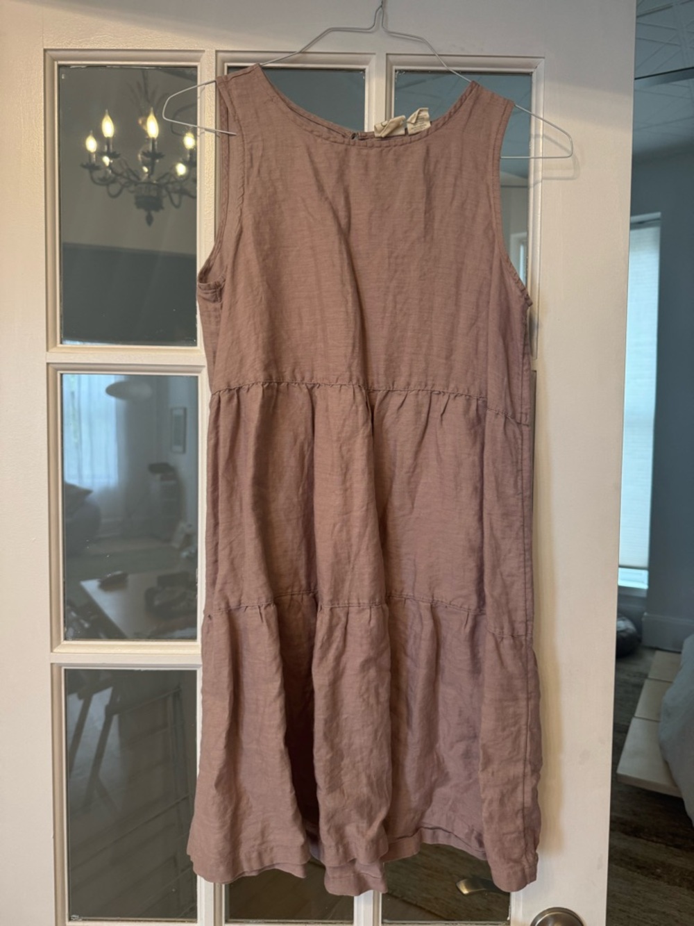 C&C Sleeveless Tiered Linen Dress in Mauve Pink
